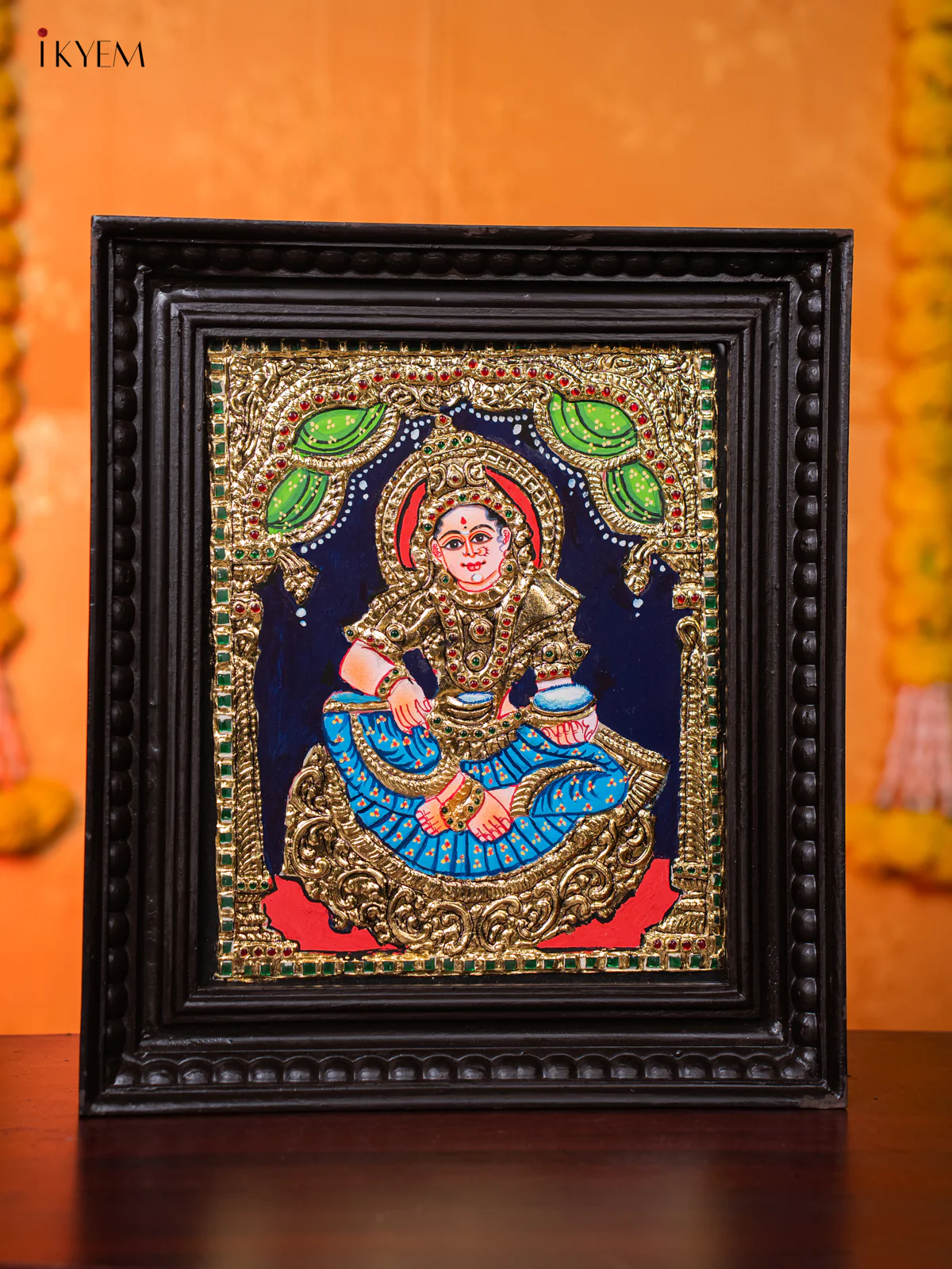 Beautiful Goddess Annapoorani Thanjavur Painting (15x13 Inches) - KJ03196