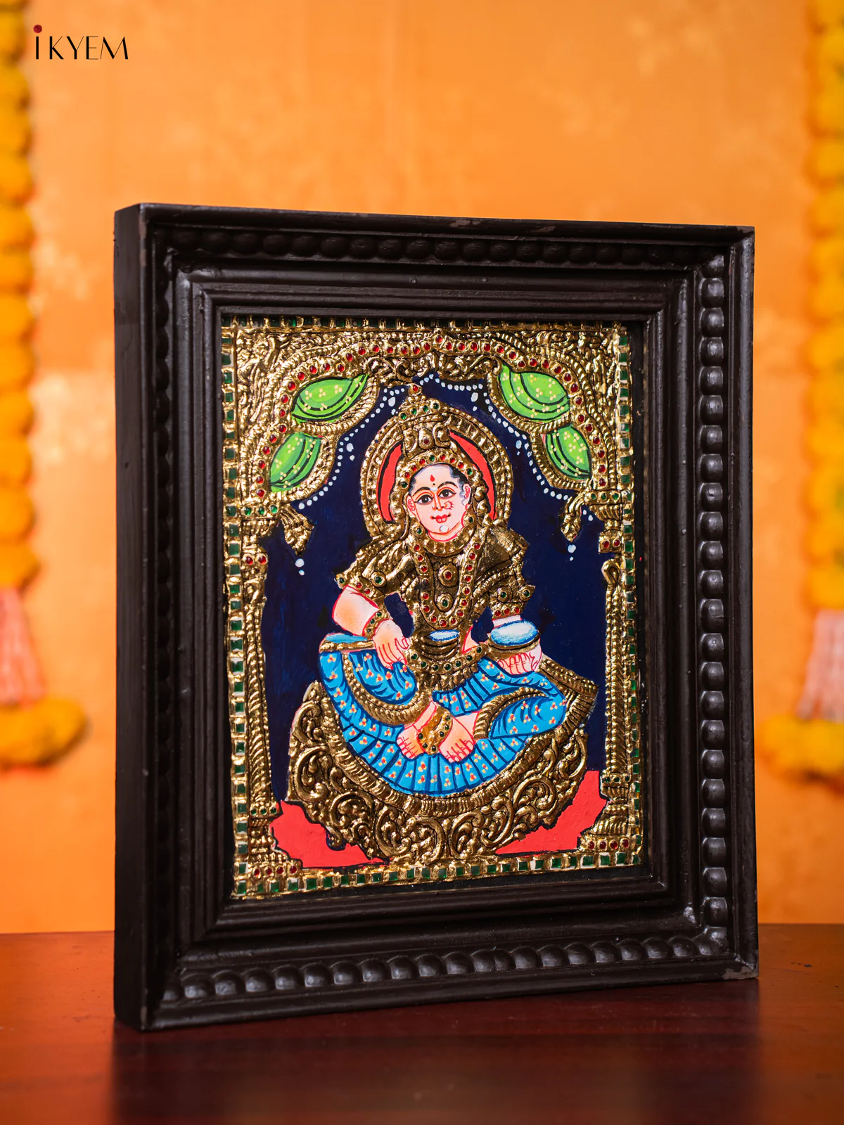 Beautiful Goddess Annapoorani Thanjavur Painting (15x13 Inches) - KJ03196 - Image 4