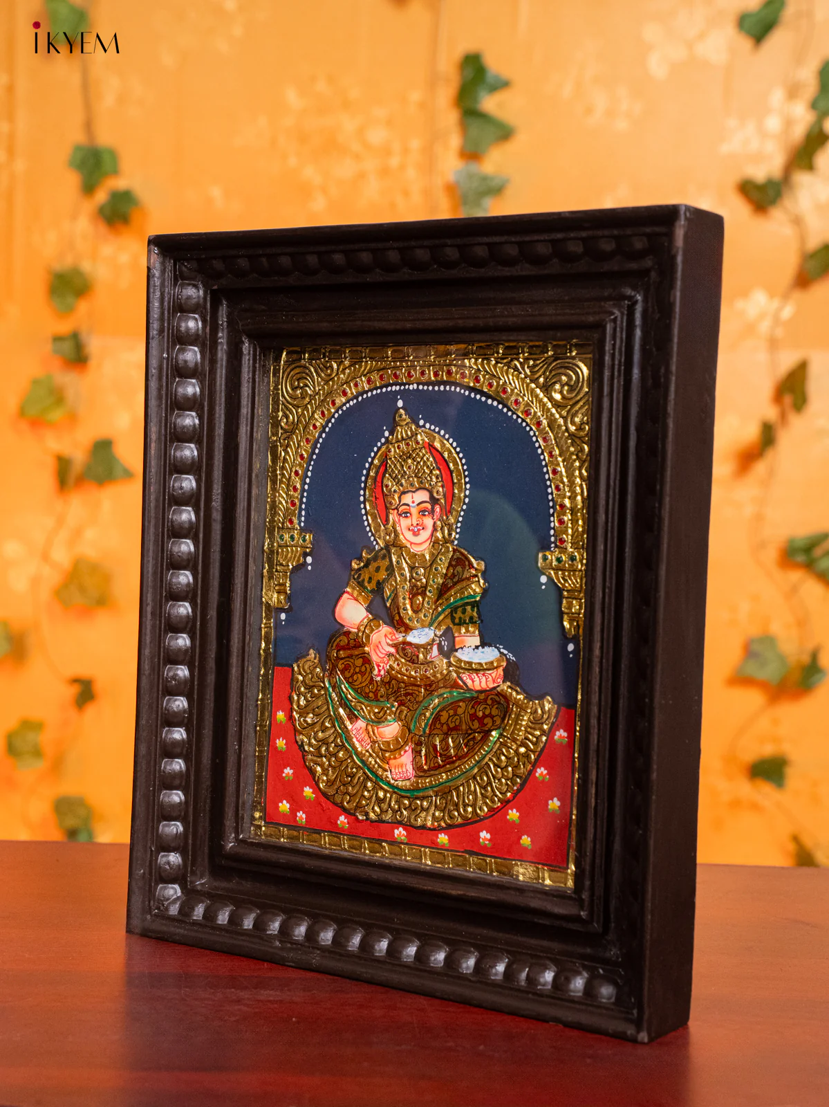 Goddess Annapoorani Tanjore Painting - (13x11) Inch - KH26156 - Image 4