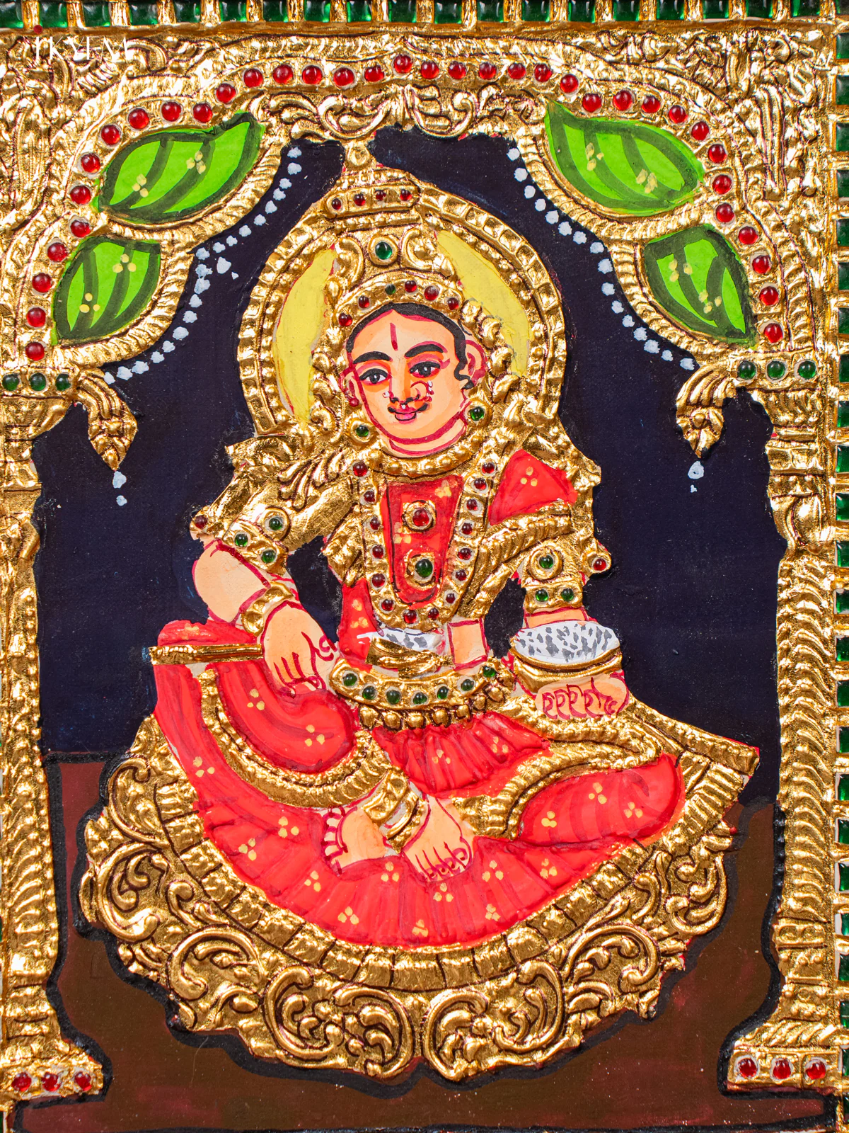 Stunning Goddess Annapoorani Tanjore painting (13*11 inches) - KJ03166 - Image 3