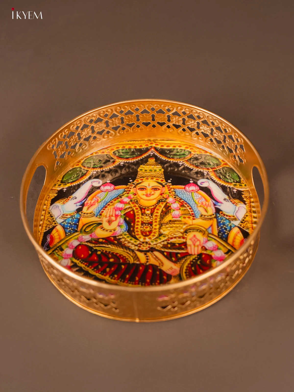 Beautiful Goddess Gaja Lakshmi Printed Metal Tray - KH05135 - Image 4