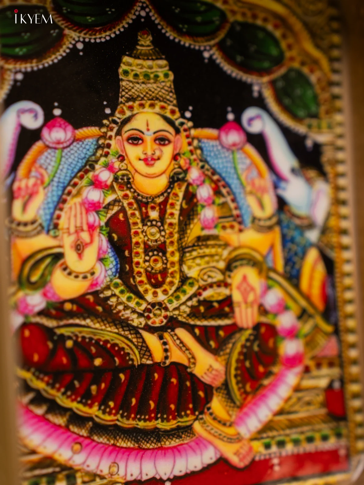 Goddess Gajalakshmi Printed Square Metal Tray with Twin Elephants - KF24200 - Image 3
