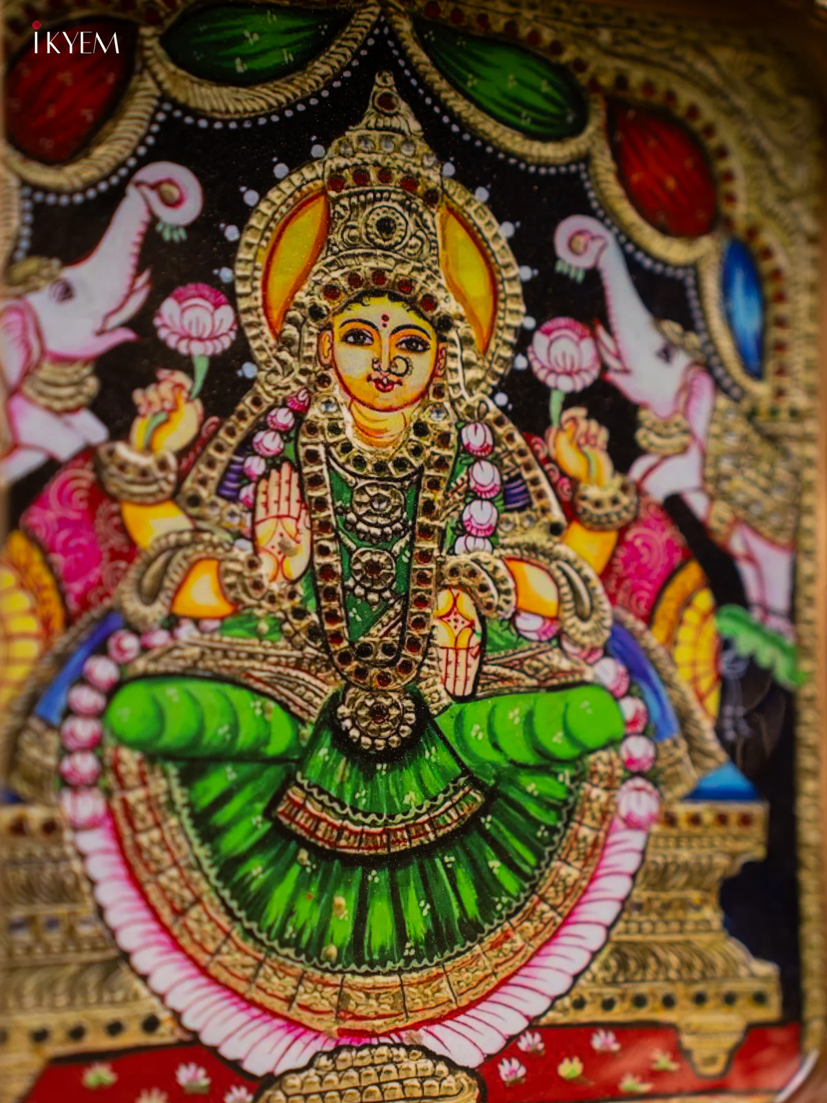 Goddess Gajalakshmi Printed Square Metal Tray with Twin Elephants - KF24202 - Image 3