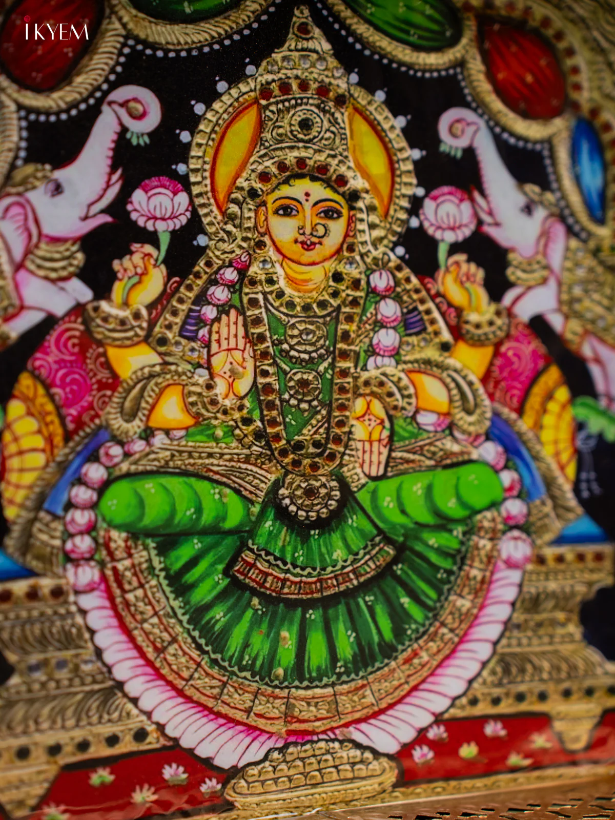 Goddess Gajalakshmi Printed Square Metal Tray with Twin Elephants - KF25142 - Image 3