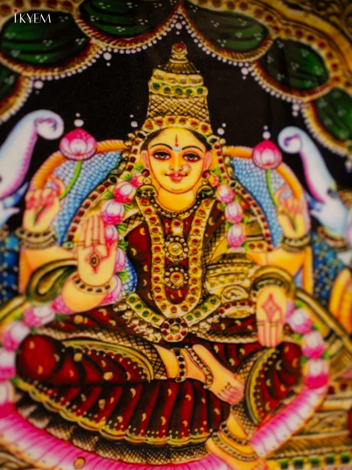 Goddess Gajalakshmi Printed Square Metal Tray with Twin Elephants - KF25143 - Image 3