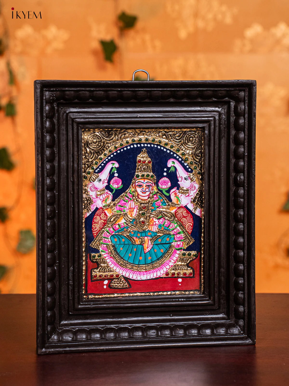 Regal Goddess GajaLakshmi Thanjavur painting (11x9) - KH26128 - Image 2