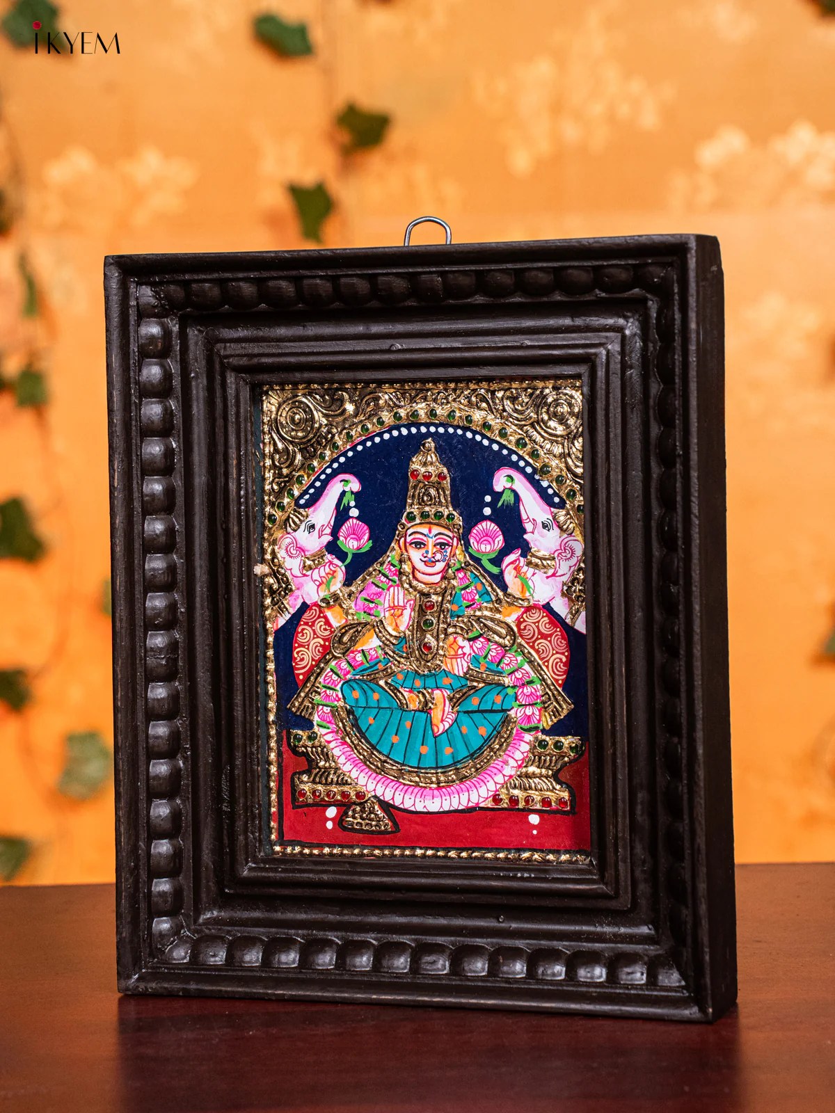 Regal Goddess GajaLakshmi Thanjavur painting (11x9) - KH26128 - Image 4