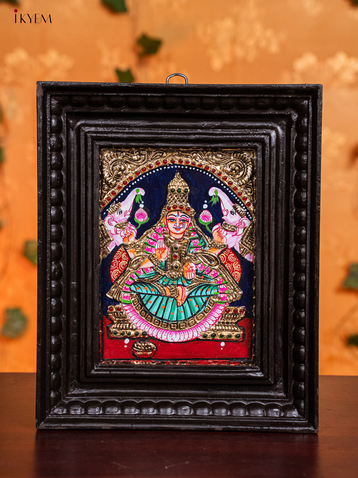 Divine Goddess GajaLakshmi Thanjavur painting (11x9 Inch) - KH26130