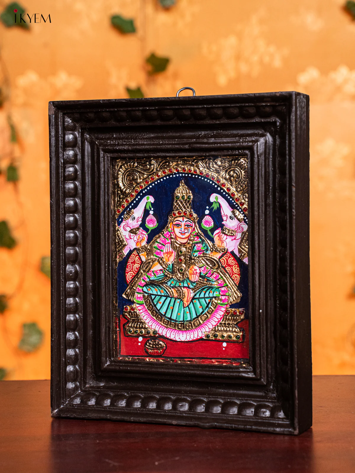Divine Goddess GajaLakshmi Thanjavur painting (11x9 Inch) - KH26130 - Image 2