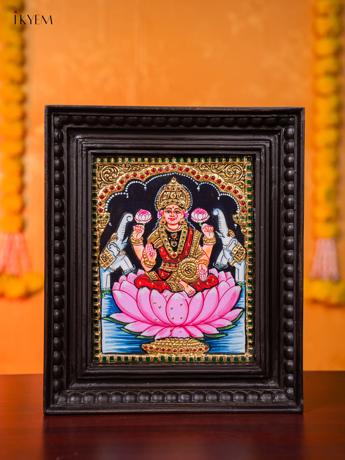 Pretty Goddess Gajalakshmi Tanjore painting (13*11 Inches) - KJ03111