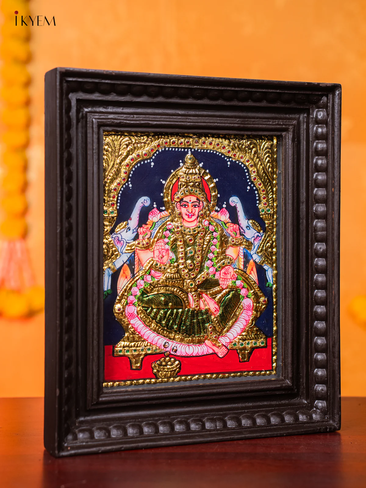 Beautiful Goddess Gajalakshmi Tanjore painting (13*11 Inches) - KJ03118 - Image 4