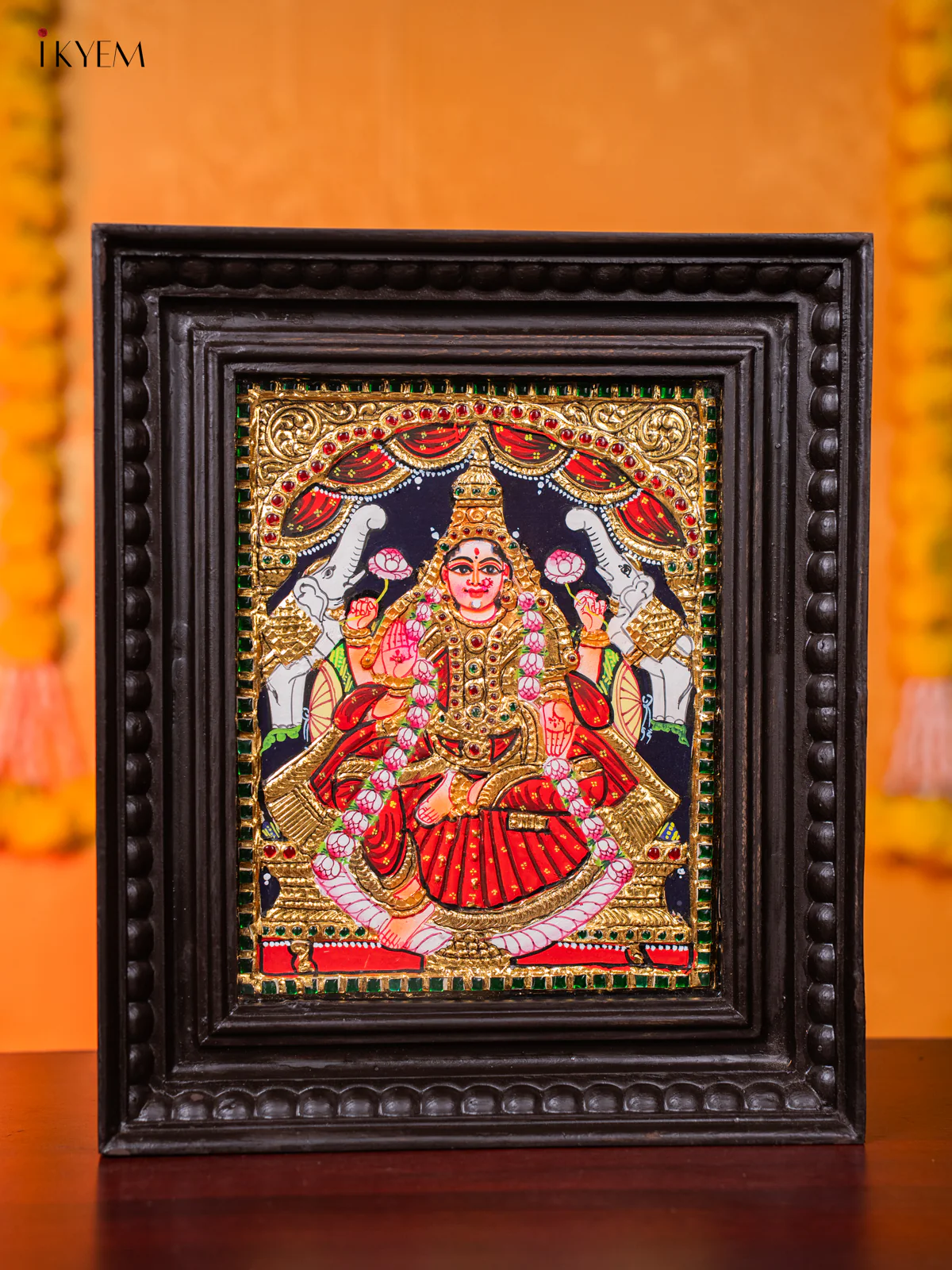 Majestic Goddess Gajalakshmi Tanjore painting (13*11 Inches) - KJ03119