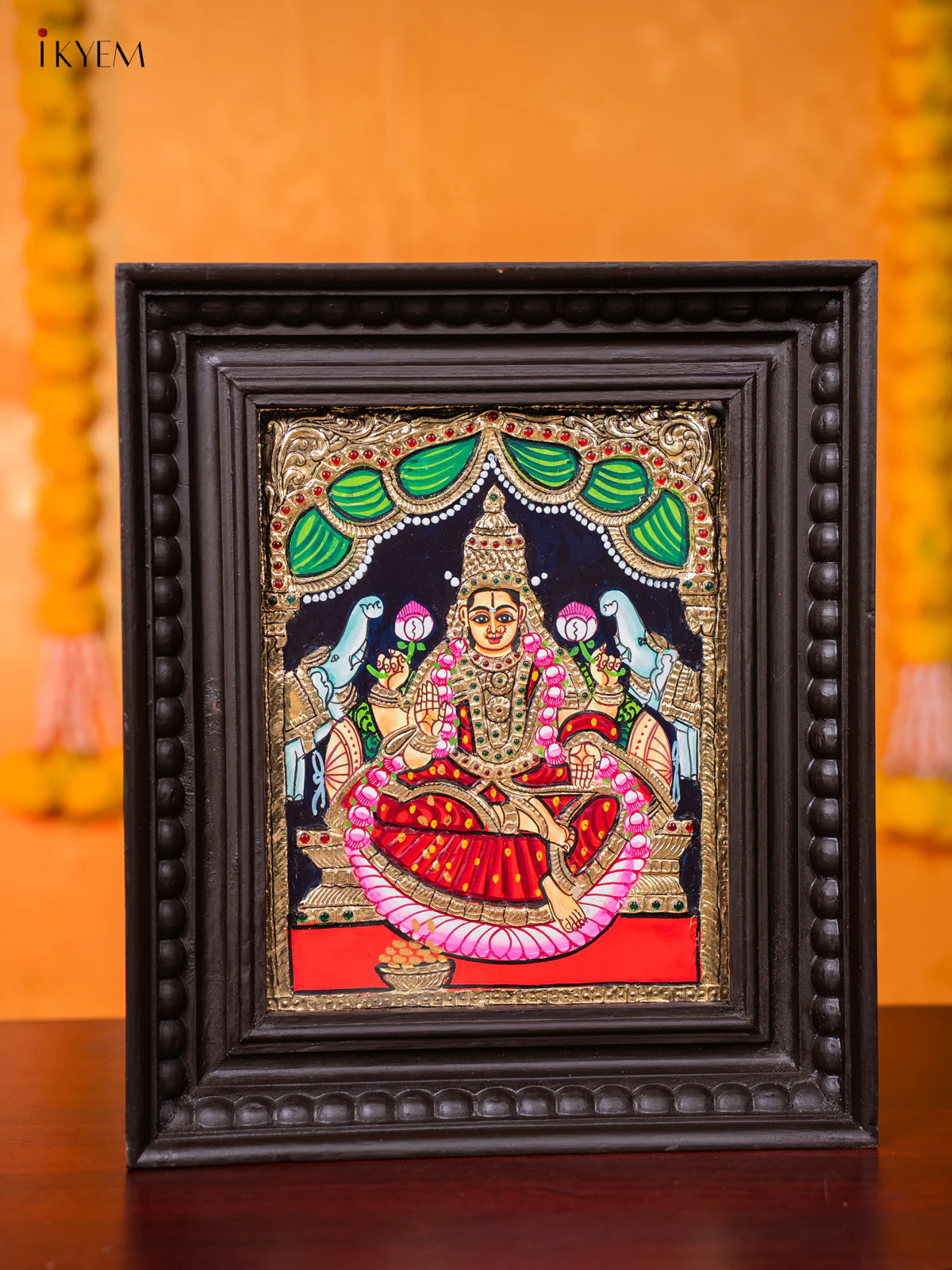 Sacred Goddess Gajalakshmi Tanjore painting (13*11 inches) - KJ03123