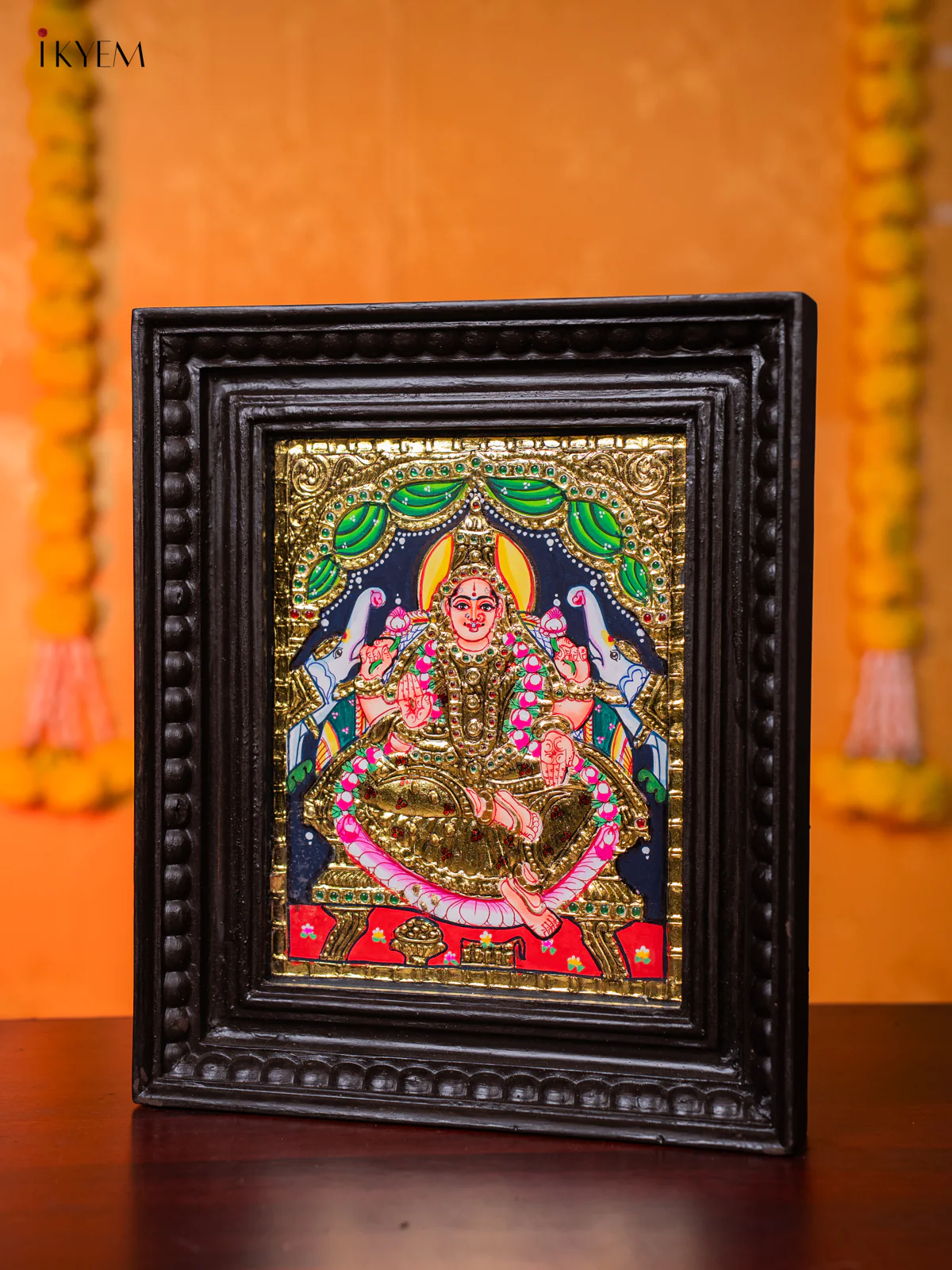 Exquisite Goddess Gajalakshmi Tanjore painting (13*11 inches) - KJ03127 - Image 2