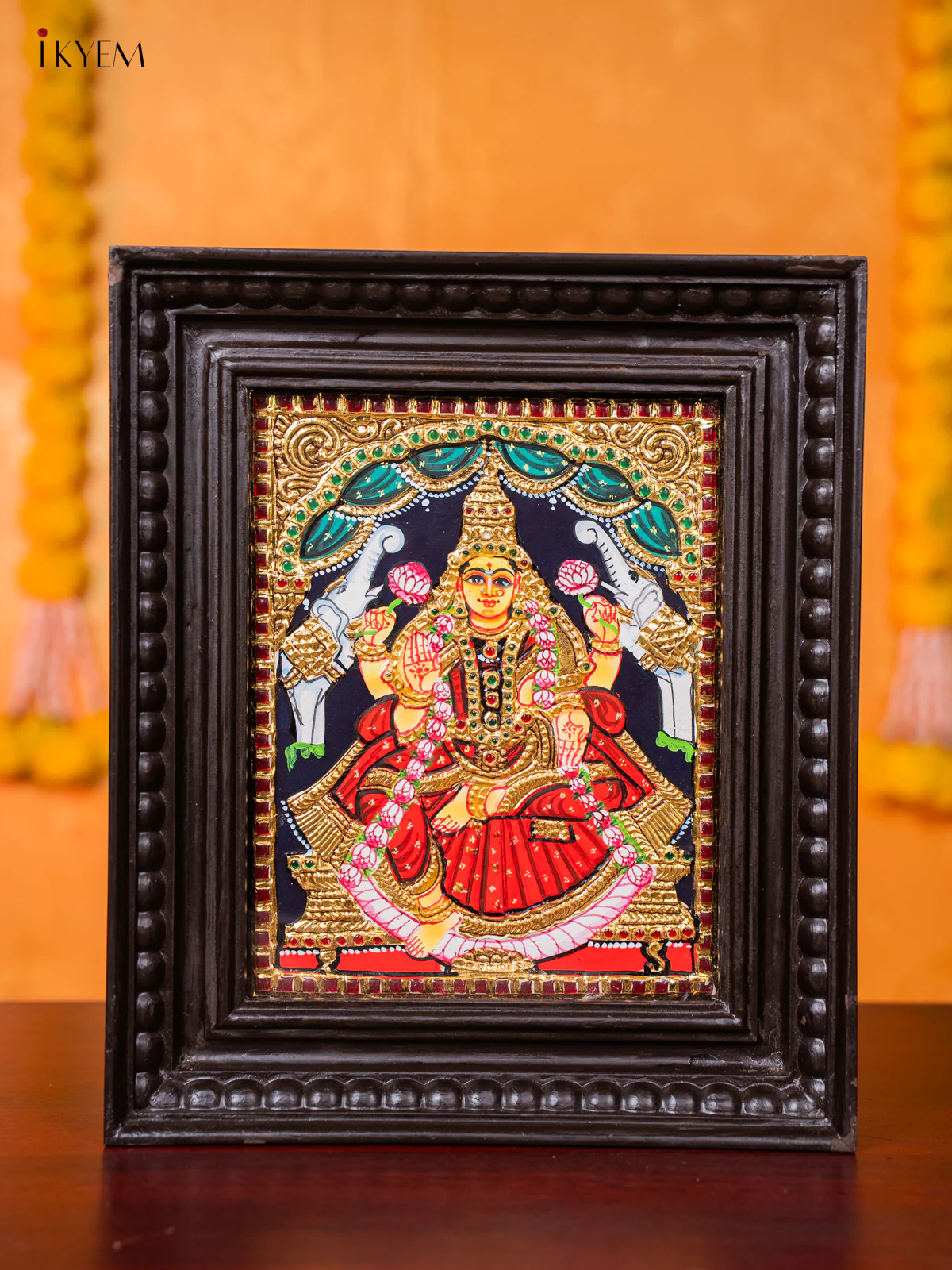 Divine Goddess Gajalakshmi Tanjore painting (13*11 inches) - KJ03128
