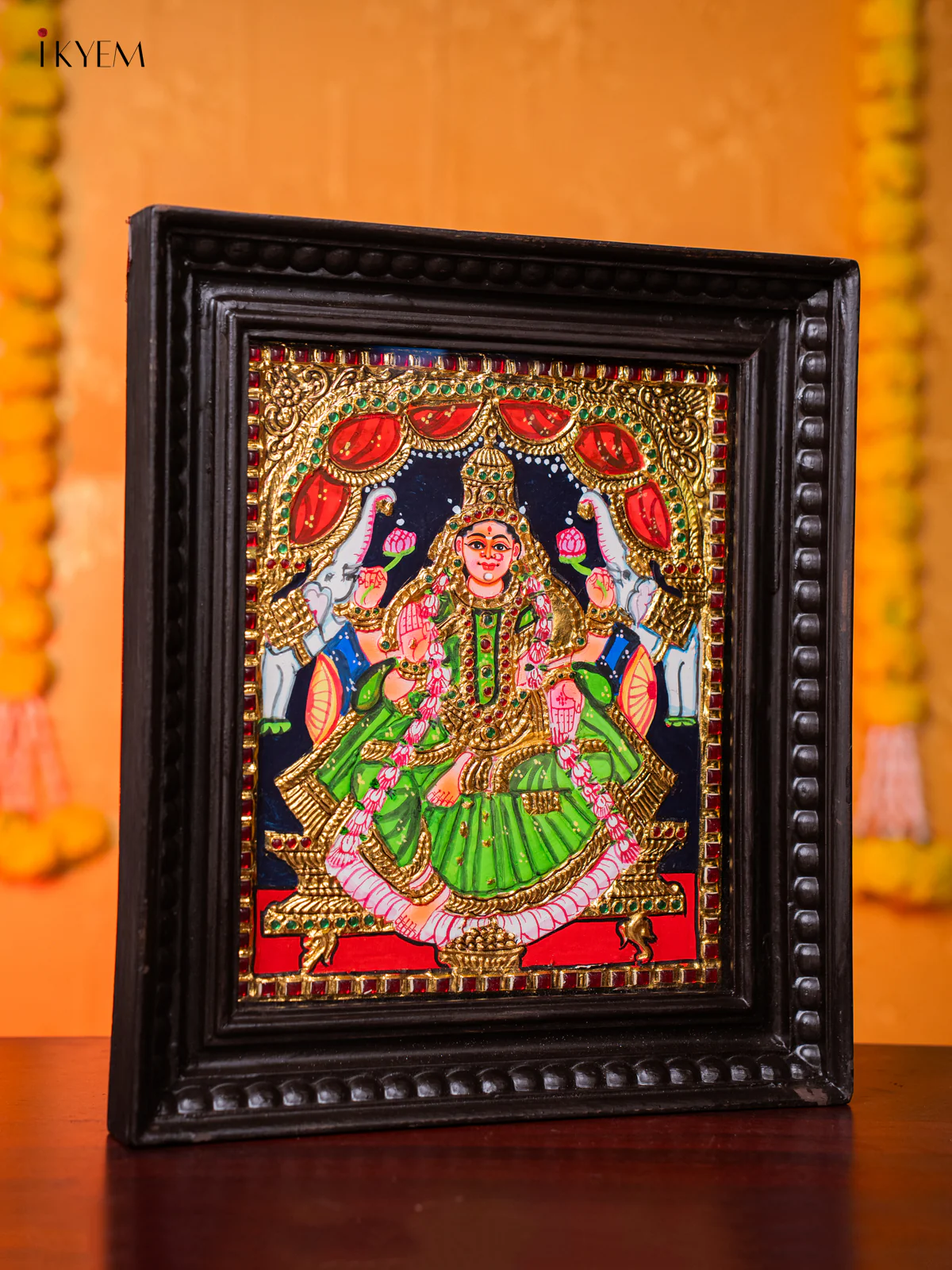 Auspicious Gajalakshmi Tanjore painting - (18×15) Inch - KJ03204 - Image 4