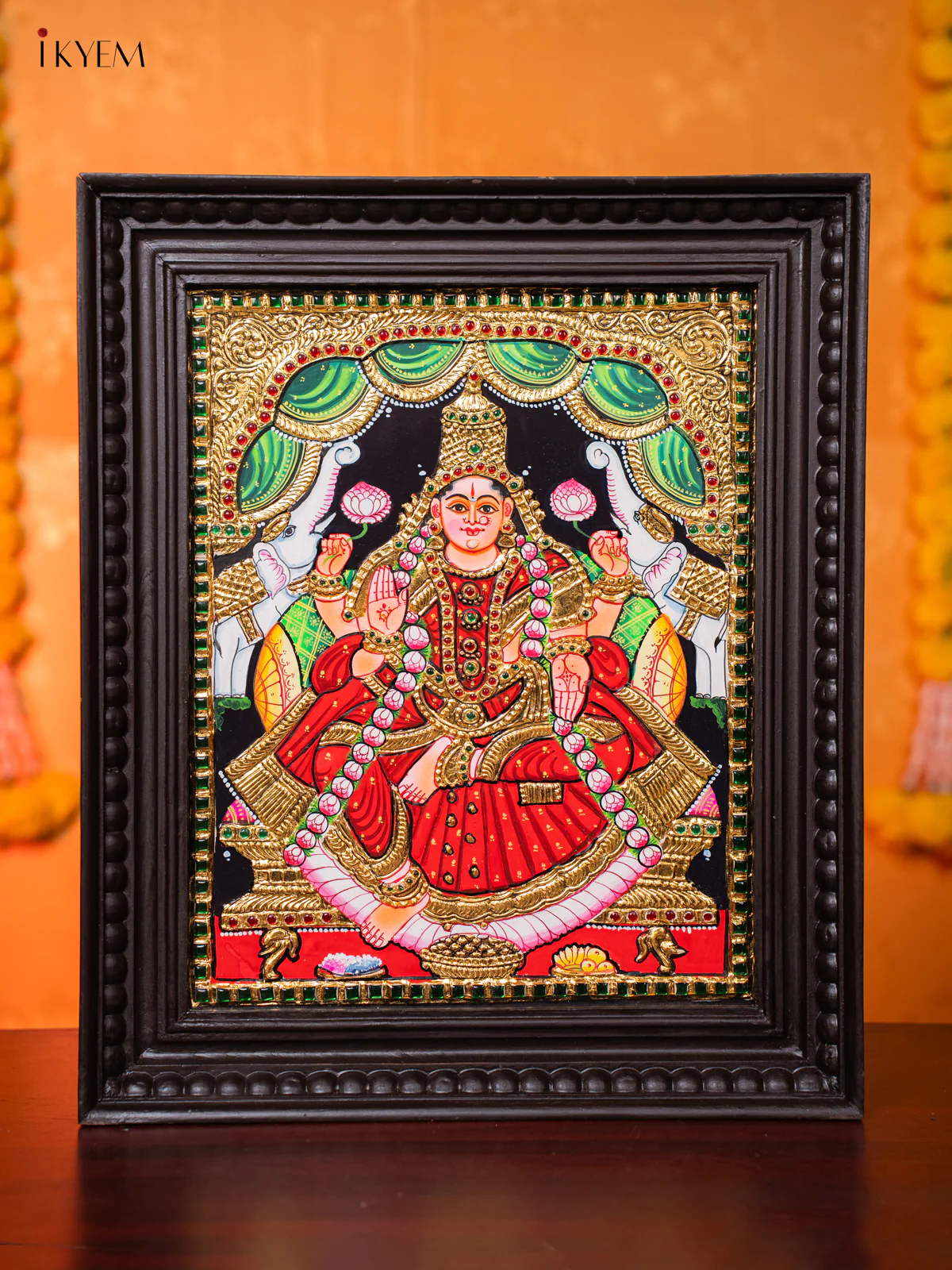 Divine Goddess Gajalakshmi Tanjore painting (18*15 Inches) - KJ03214