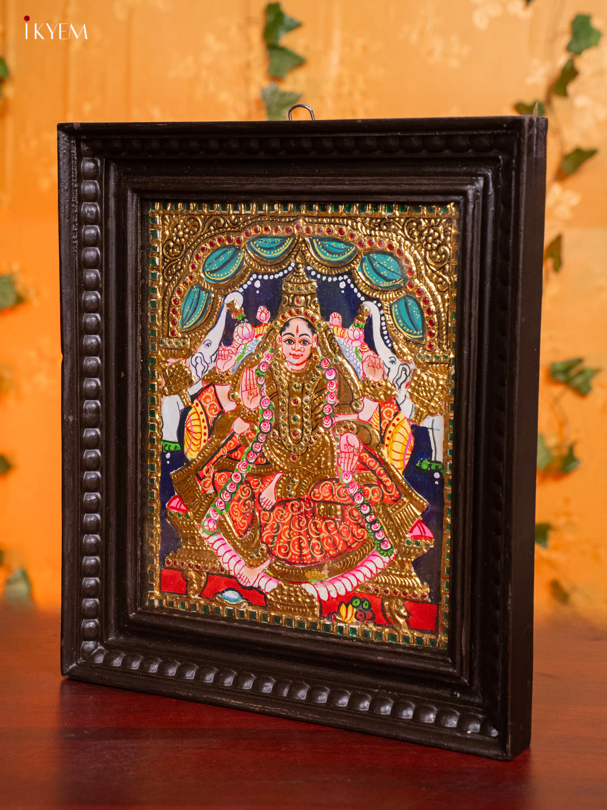 Goddess Gaja Lakshmi Tanjore Painting - (13 x 15) Inch - KH26178 - Image 4
