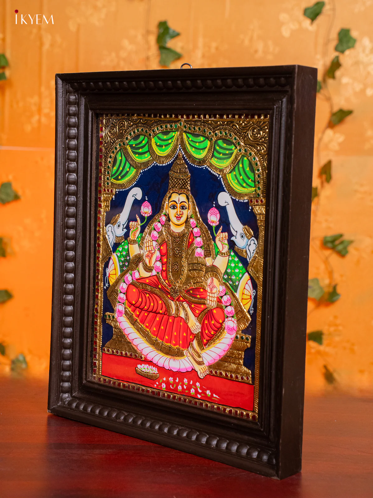 Divine Goddess GajaLakshmi Tanjore painting (18x15 Inch) - KH26189 - Image 4