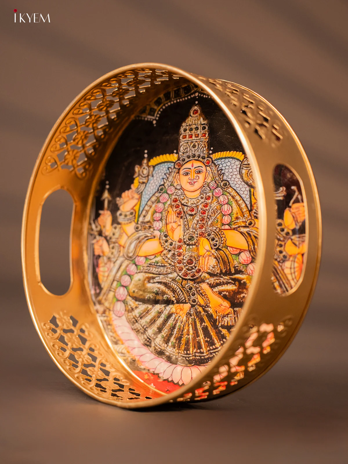 Vibrant Goddess Lakshmi Printed Metal Tray - KH05134 - Image 3