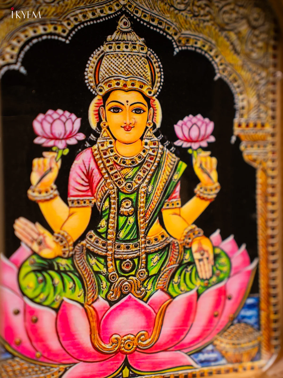 Divine Goddess Lakshmi on Lotus Printed Metal Square Tray - KF24205 - Image 3