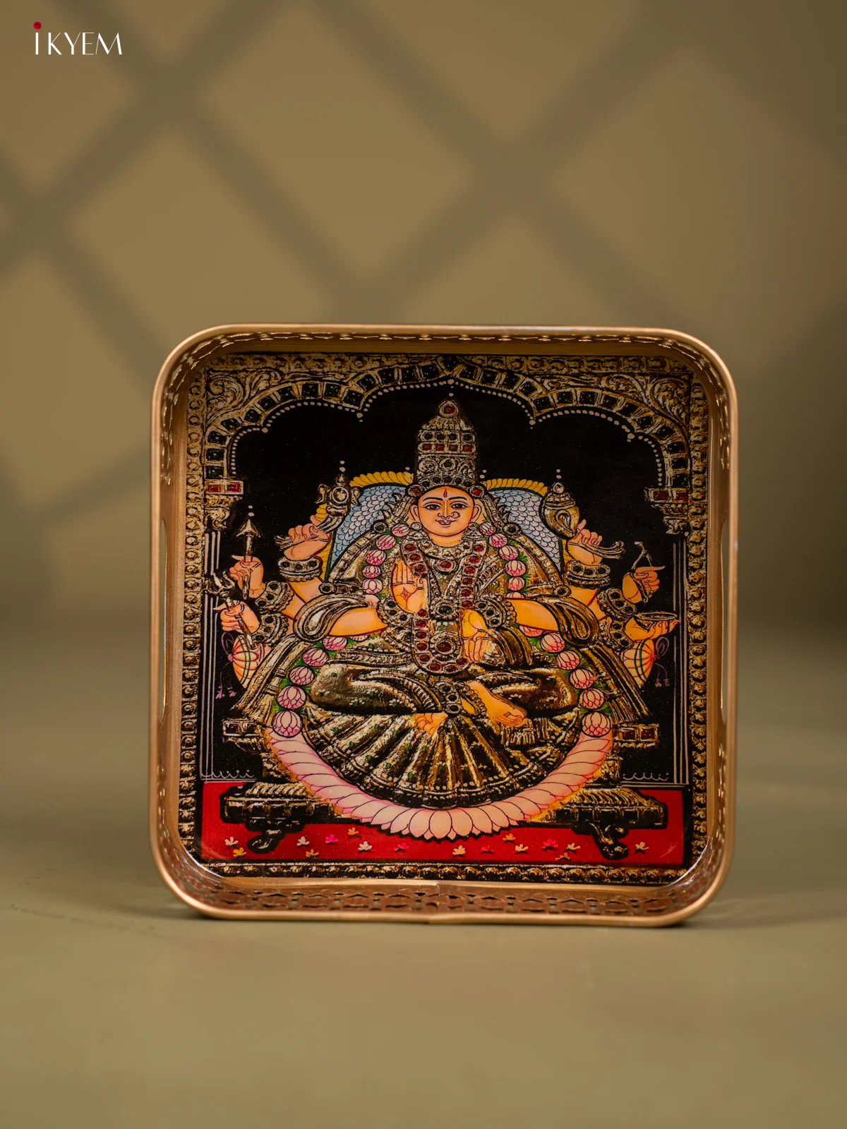 Divine Goddess Lakshmi Printed Square Metal Tray - KF24206