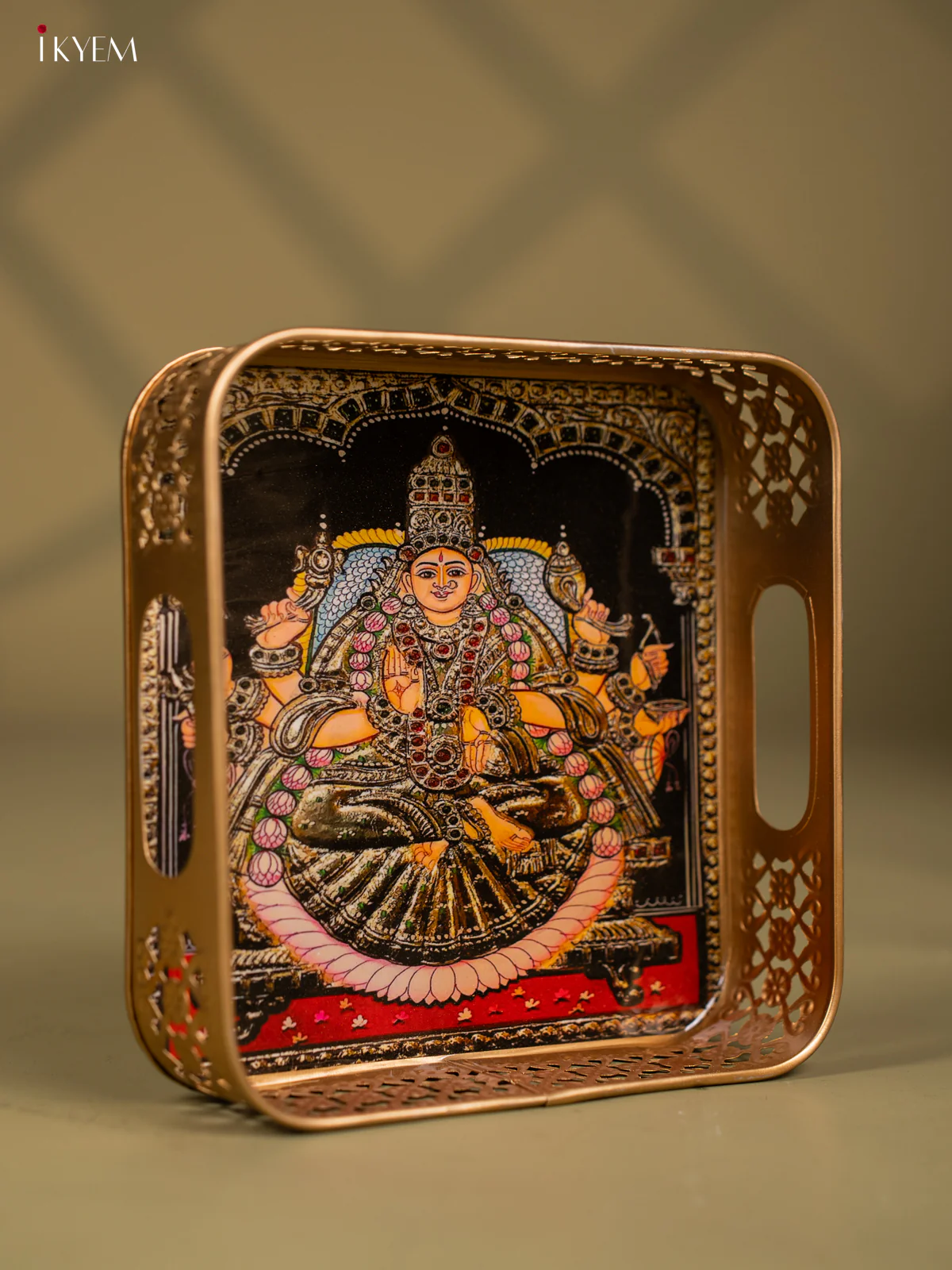Divine Goddess Lakshmi Printed Square Metal Tray - KF24206 - Image 2