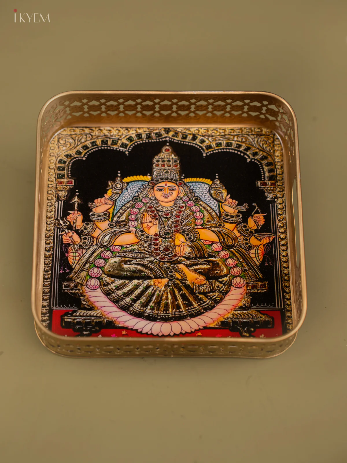 Divine Goddess Lakshmi Printed Square Metal Tray - KF24206 - Image 4