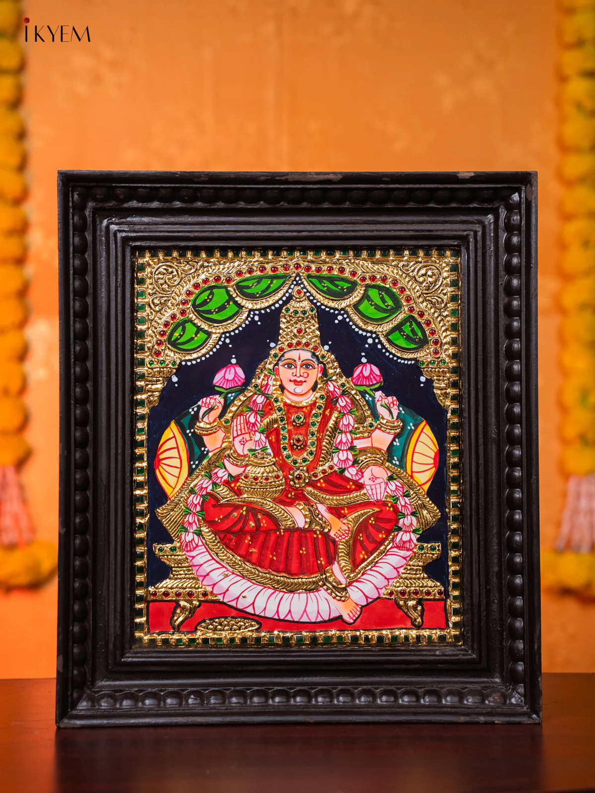 Enchanting Goddess Lakshmi Tanjore painting (15*13 Inches) - KJ03176