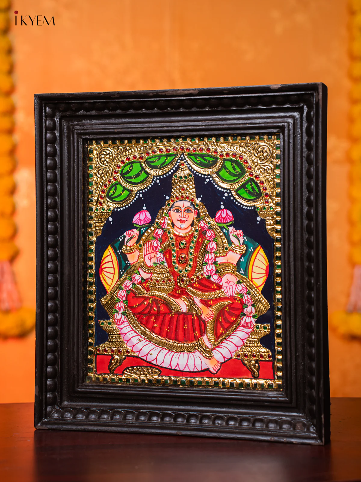 Enchanting Goddess Lakshmi Tanjore painting (15*13 Inches) - KJ03176 - Image 2