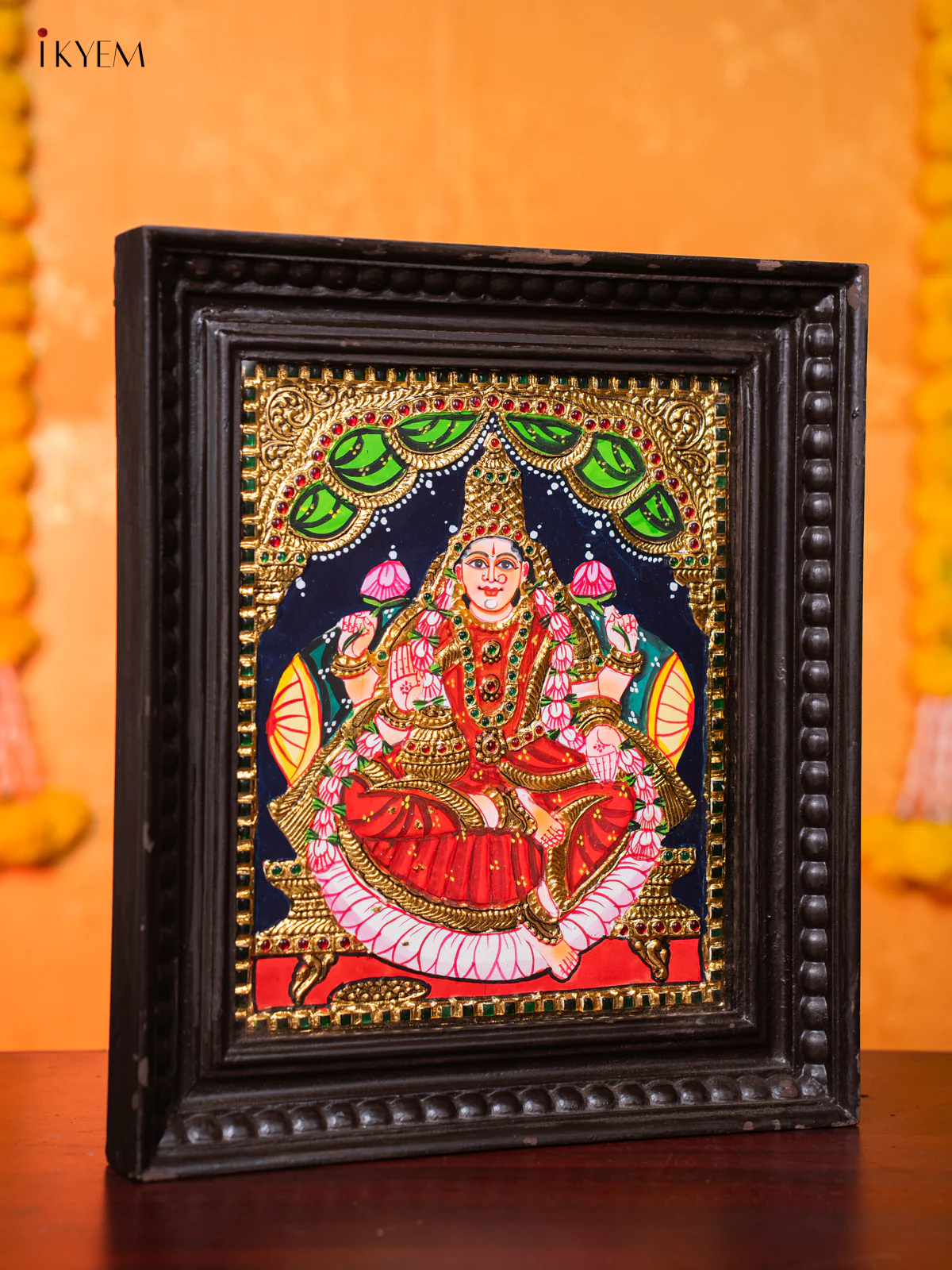 Enchanting Goddess Lakshmi Tanjore painting (15*13 Inches) - KJ03176 - Image 4