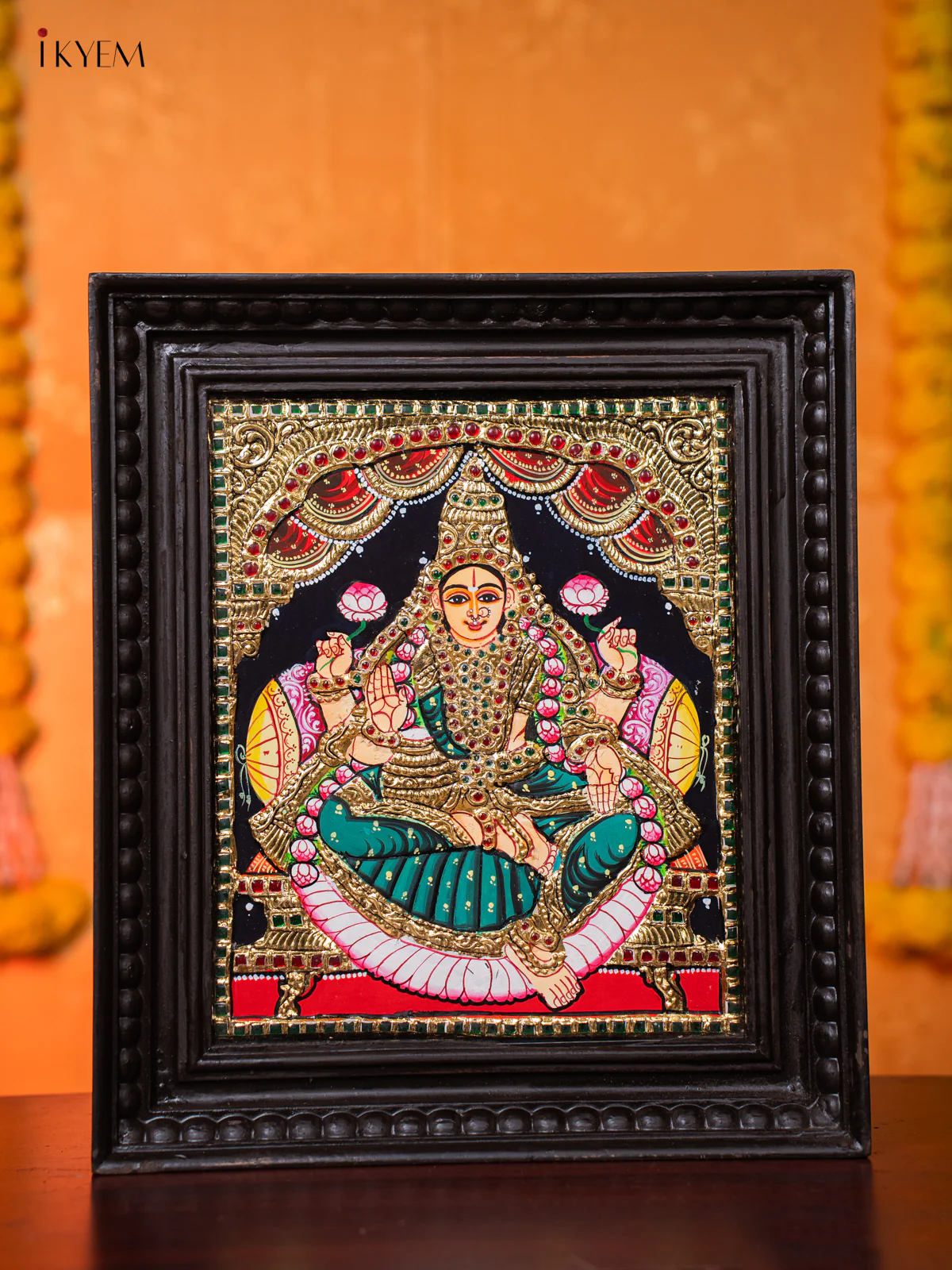 Magnificent Goddess Lakshmi Thanjavur painting (15*13 inches) - KJ03177