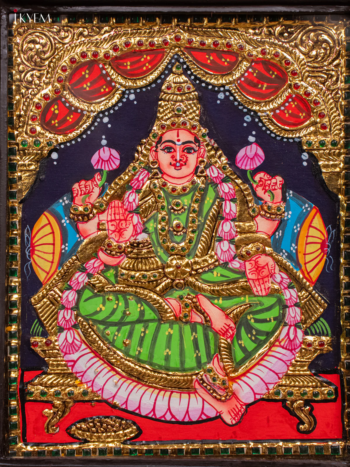 Goddess Gaja Lakshmi Tanjore Painting - (13x11) Inch - KH26161 - Image 3