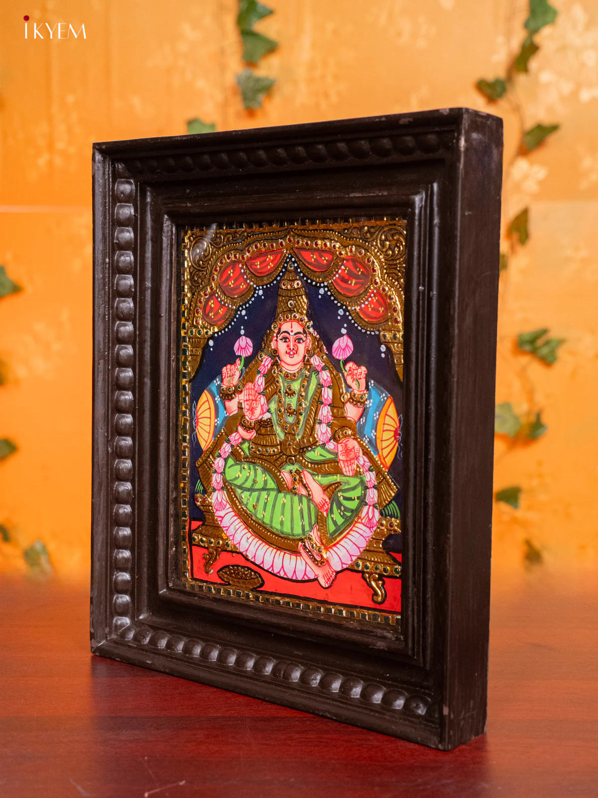 Goddess Gaja Lakshmi Tanjore Painting - (13x11) Inch - KH26161 - Image 4
