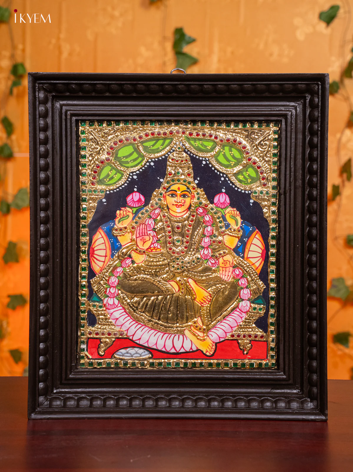 Goddess Gaja Lakshmi Tanjore Painting - (13 x 15) Inch - KH26174
