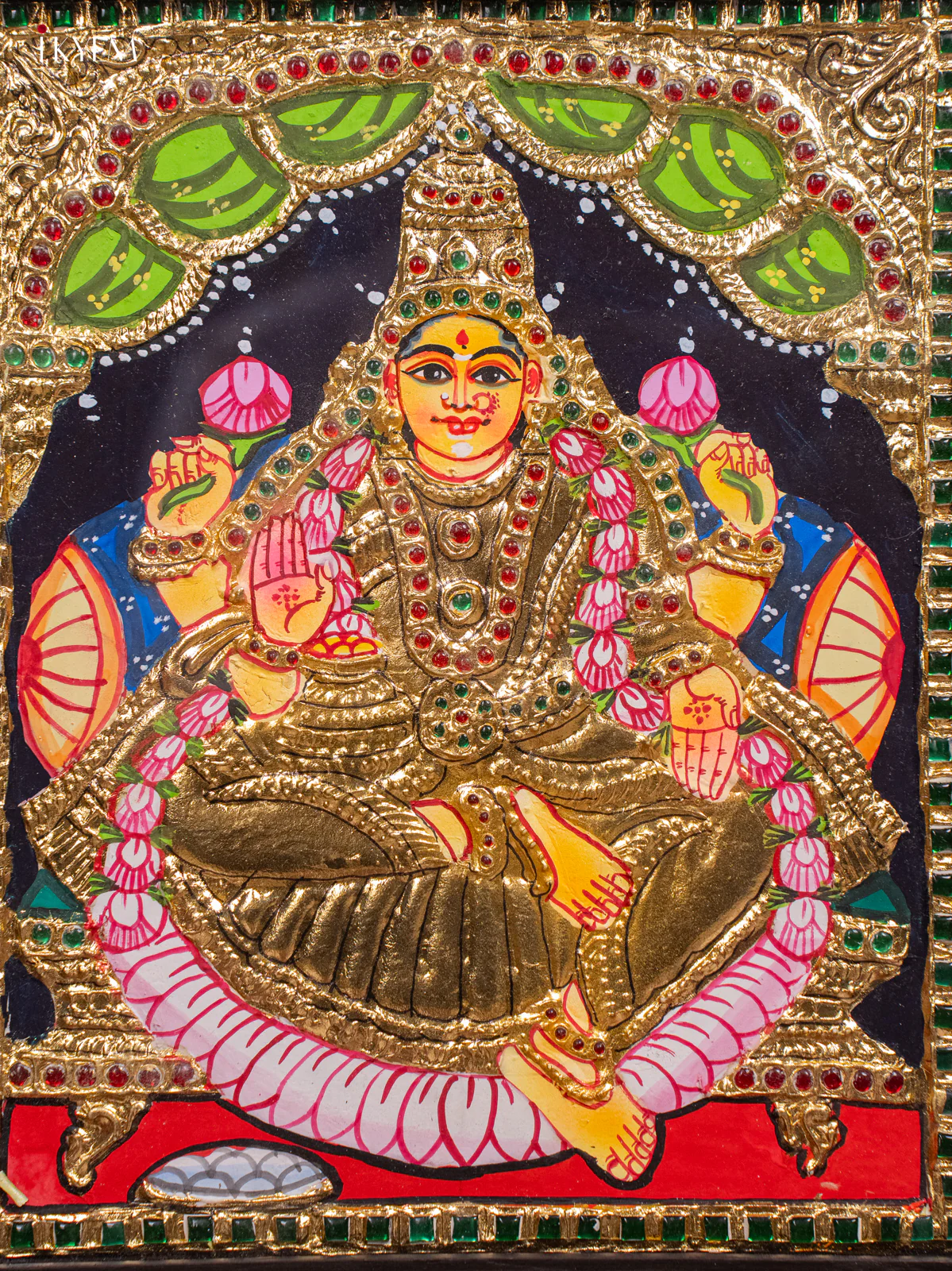 Goddess Gaja Lakshmi Tanjore Painting - (13 x 15) Inch - KH26174 - Image 3