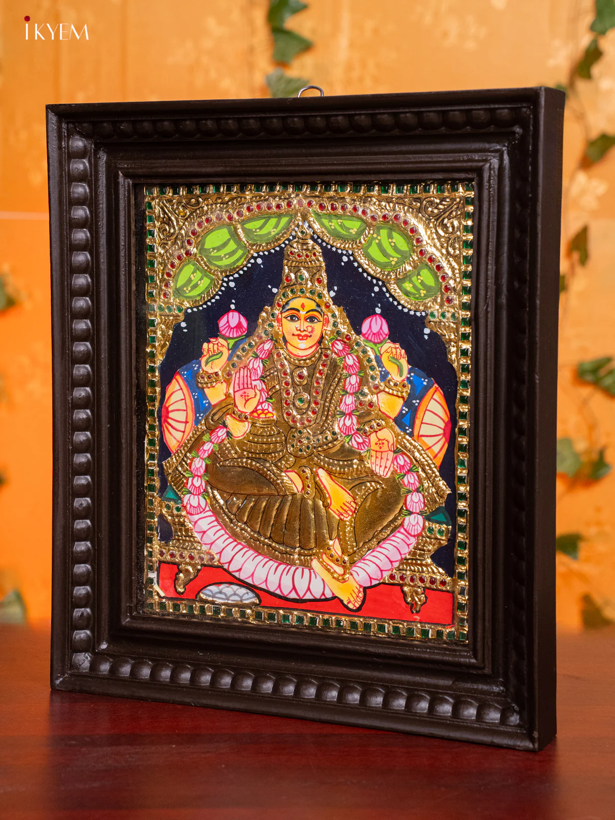 Goddess Gaja Lakshmi Tanjore Painting - (13 x 15) Inch - KH26174 - Image 4
