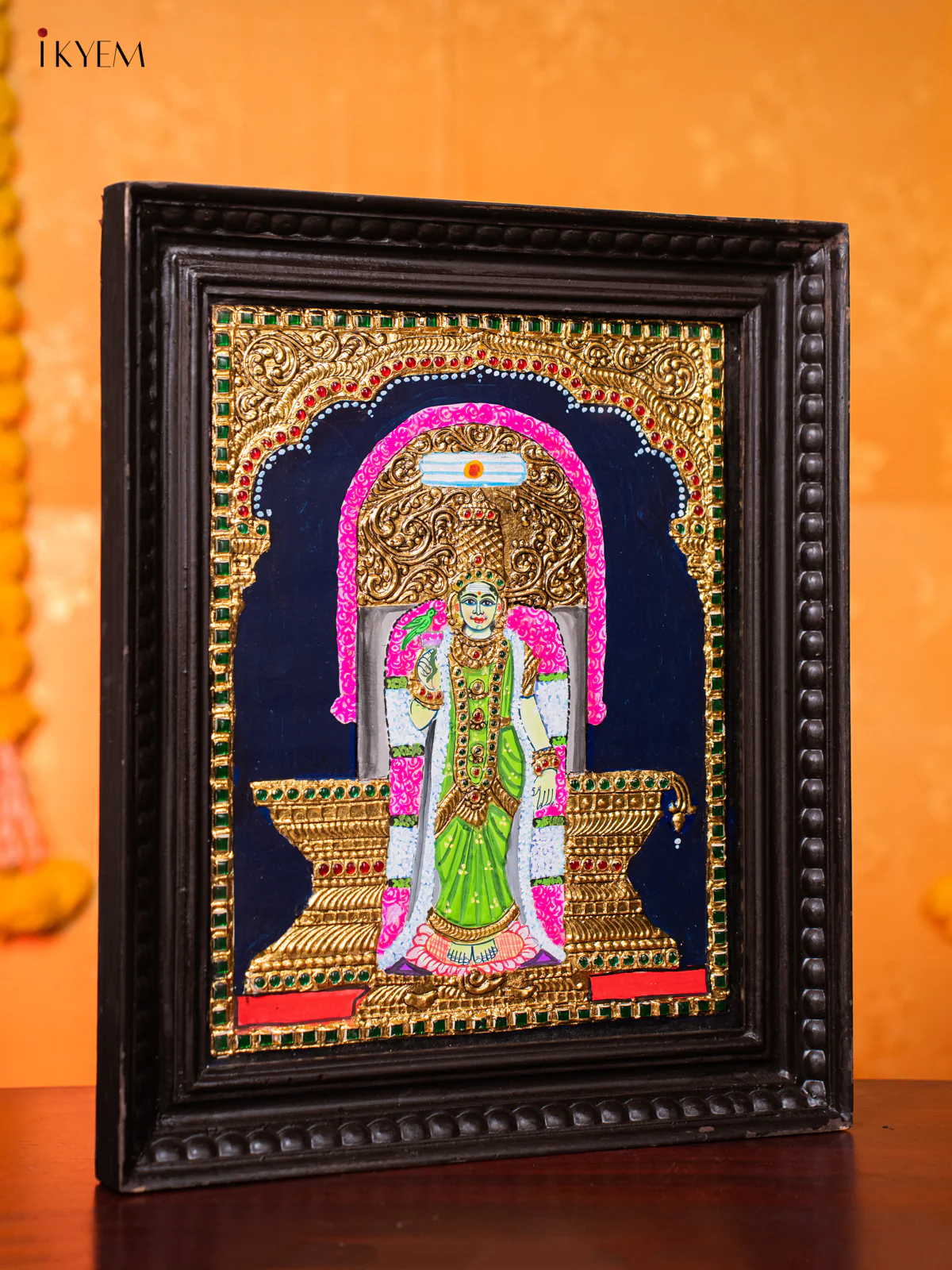Madurai Meenakshi Sundareswarar Tanjore painting - (18×15) Inches - KJ03232 - Image 4