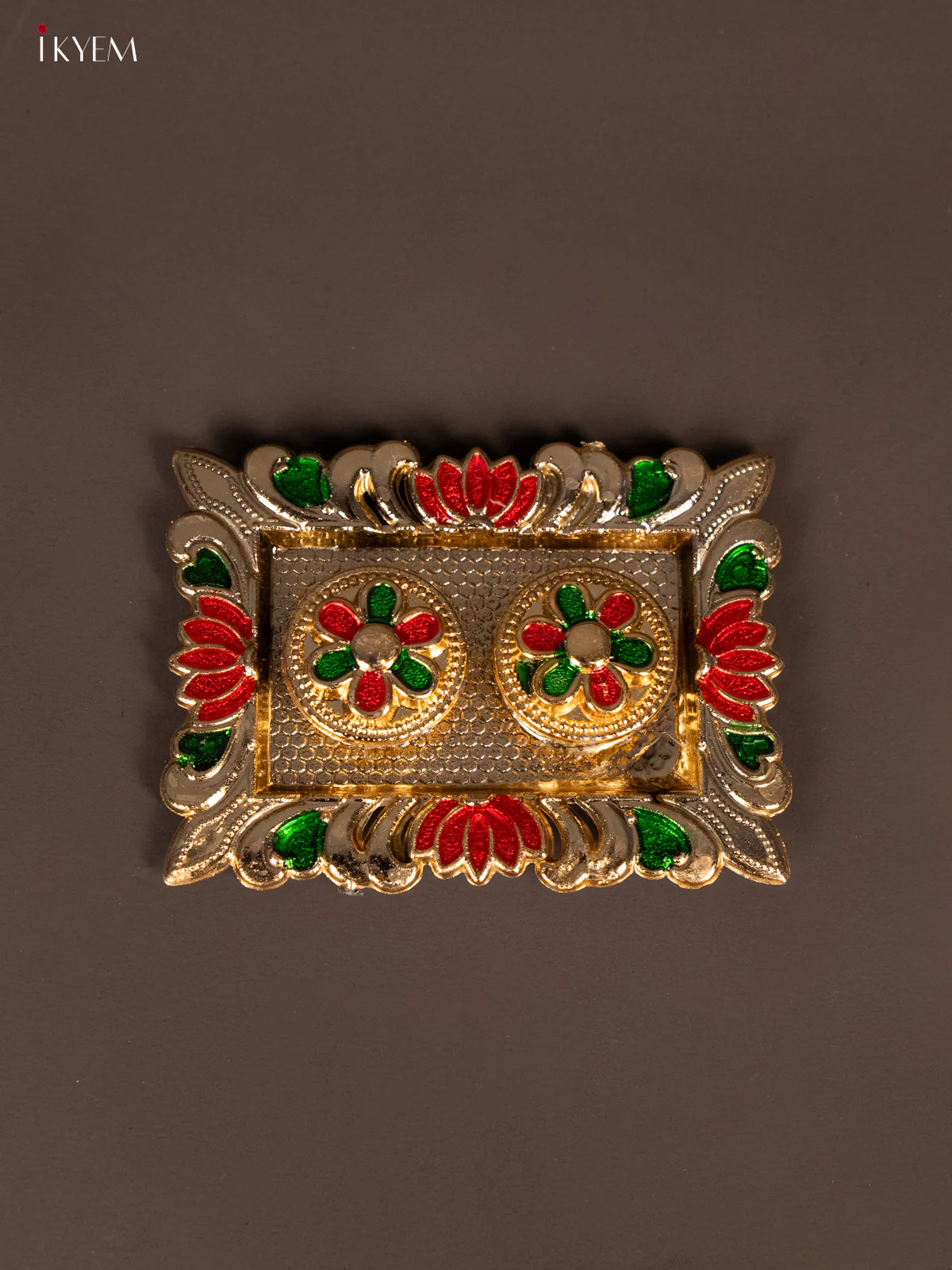 Rectangle Shaped Haldi Kumkum Holder With Meenakari Design - KG25201