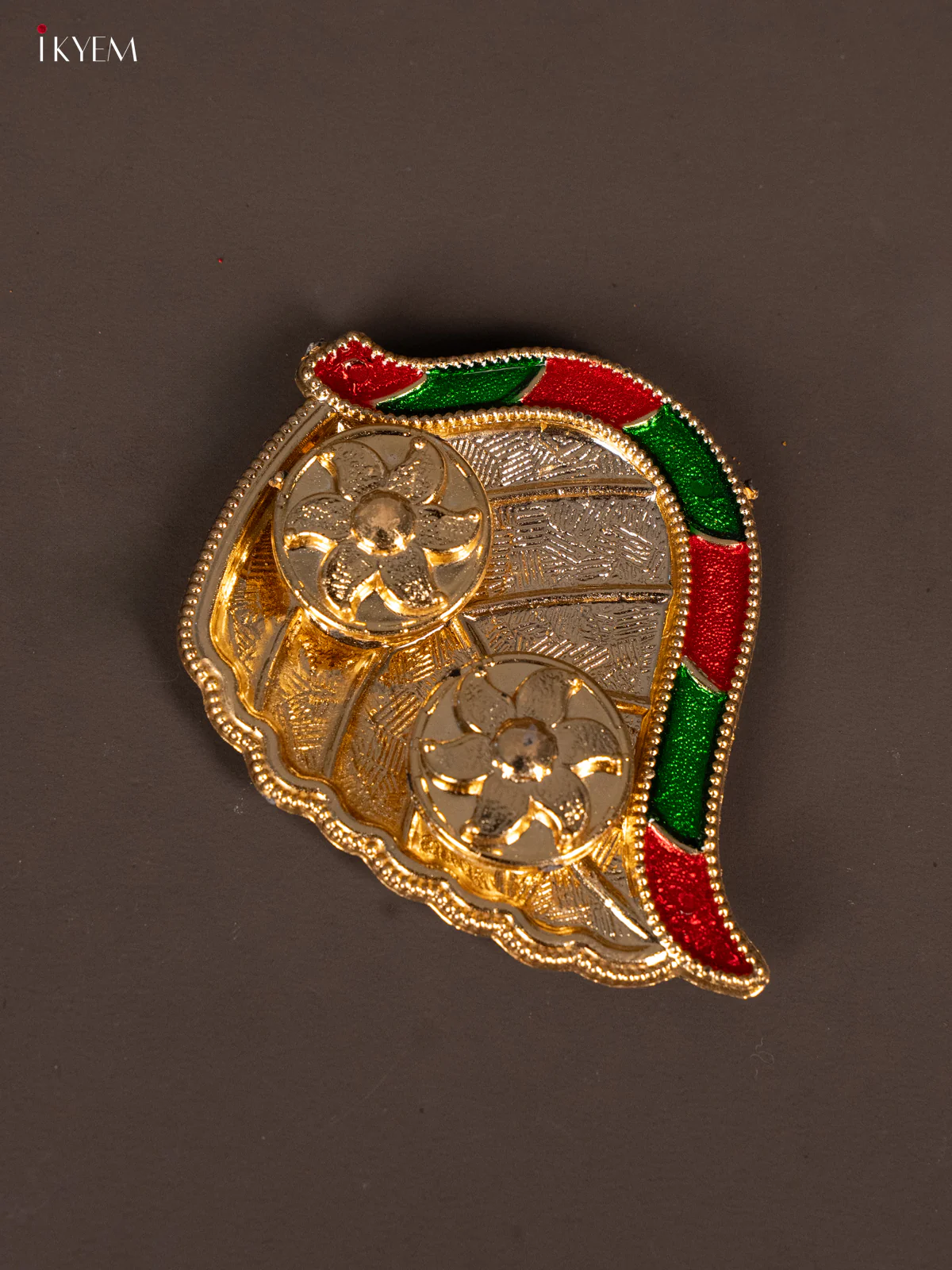 Exquiste Gold Colour, Leaf Shaped Haldi Kumkum Holder - KG25200