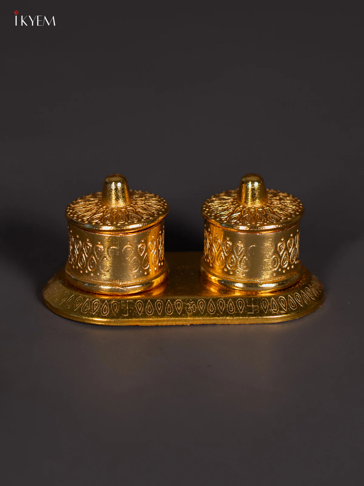 Elegant Gold Plated Haldi Kumkum Box - KI22117