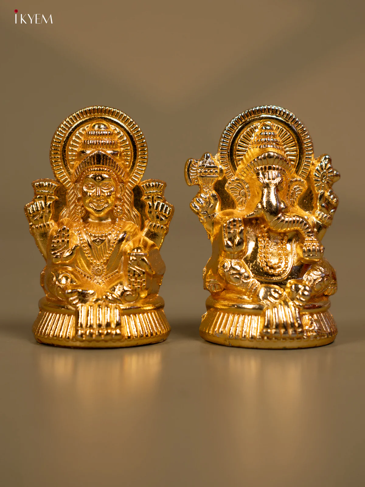 Set of 2 Cute Gold Plated Lakshmi & Ganesh Idol - KB11115