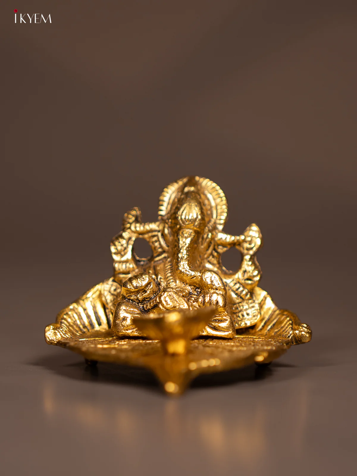 Auspicious Gold Plated Ganesha Diya - KE29130