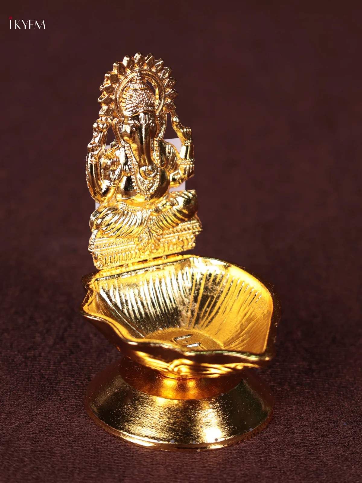 Elegant Gold Plated Shank Diya With Lord Ganesha - KG15115 - Image 3