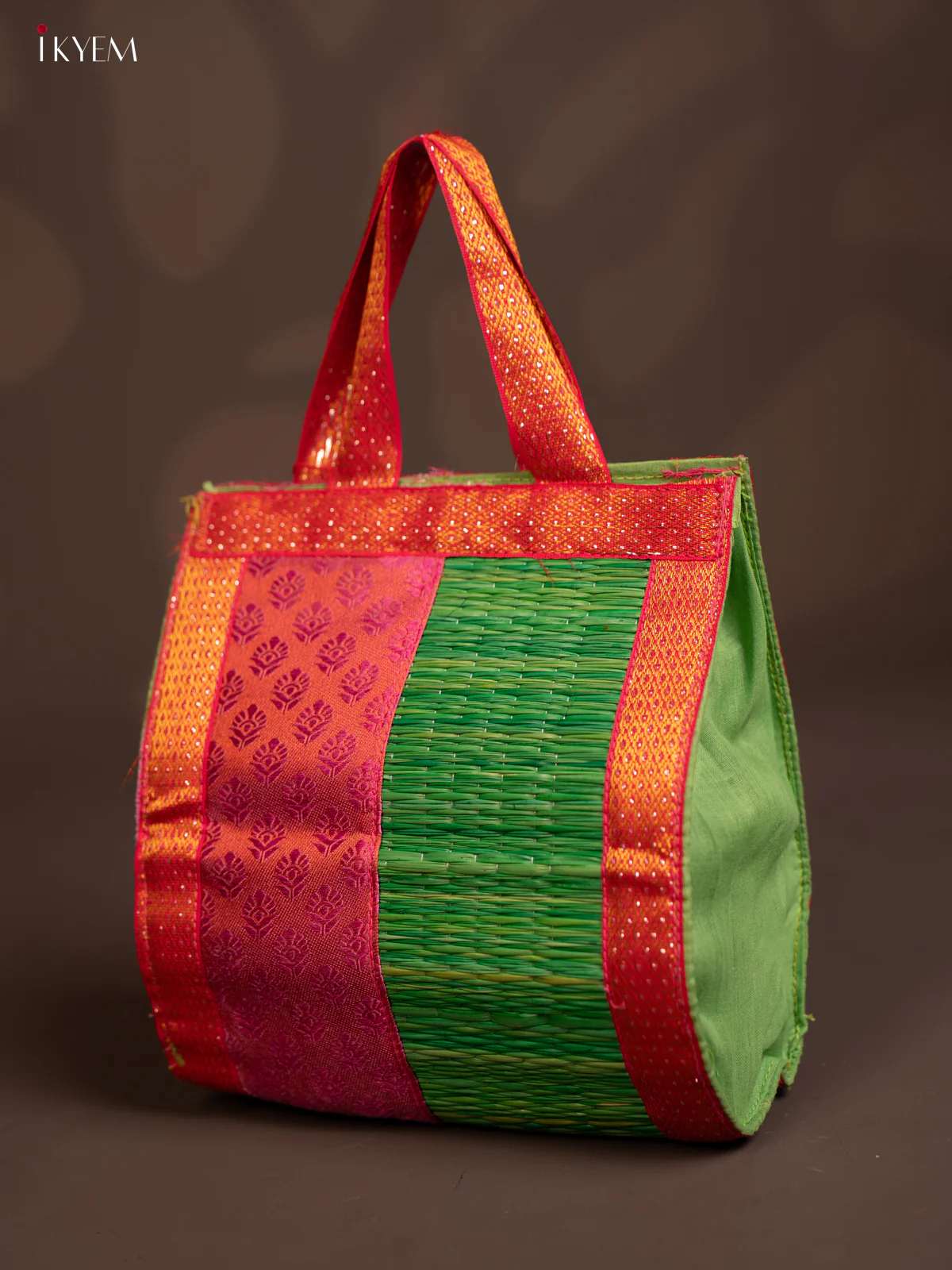 GREEN & PINK Raw Silk with Korai Handbag - KE10147 - Image 3