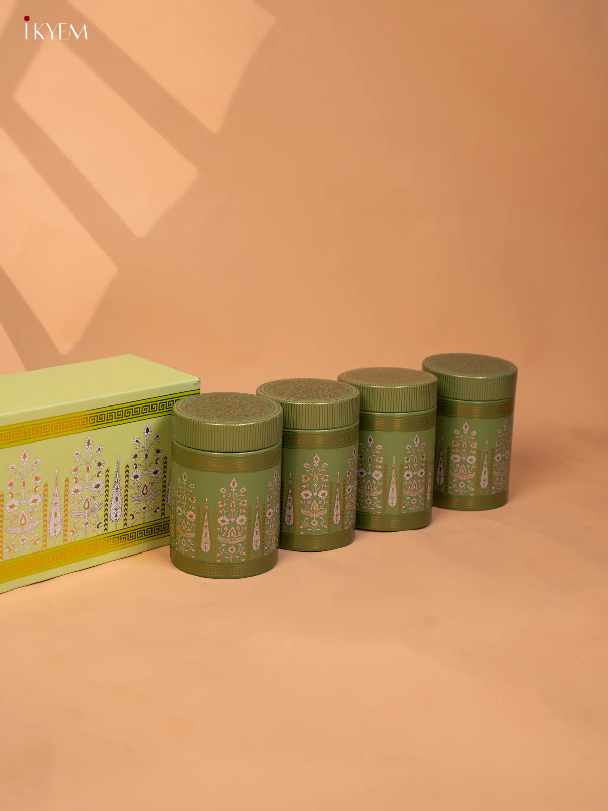 Green Digital Printed Dry Fruit Hamper Box with 4 Big Jars - KB27128 - Image 3