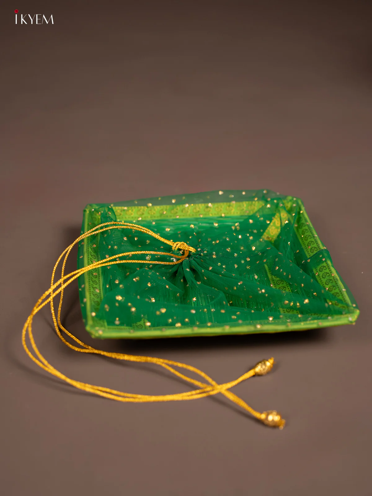 Green Korai tray with Potli - KE29174 - Image 2