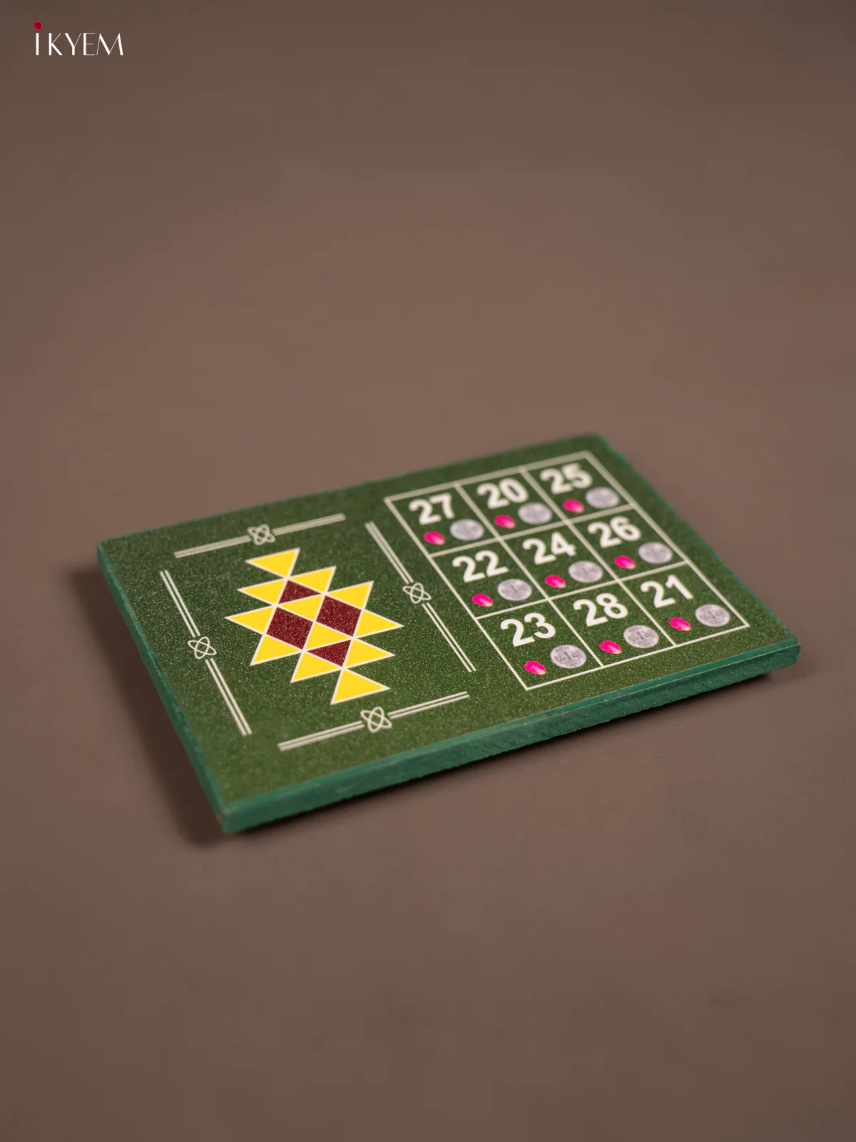 Green Manai With Kubera Yantra & Kubera Kolam Print - KE29165 - Image 2