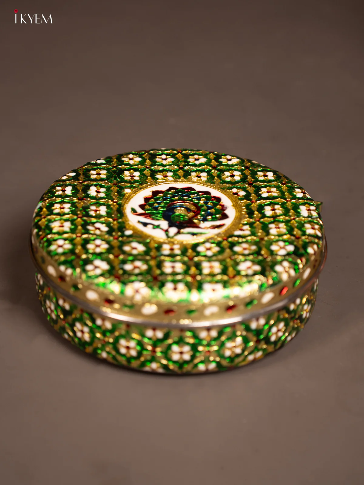 Traditional Green Meenakari Masala Box - KE29189 - Image 4