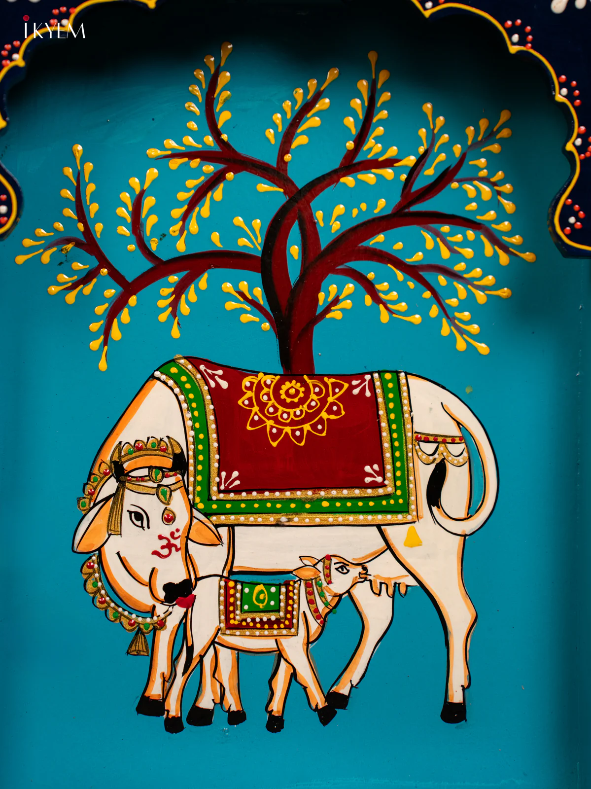 Hand Painted Cow & calf Wooden Wall Decor - KG01131 - Image 2